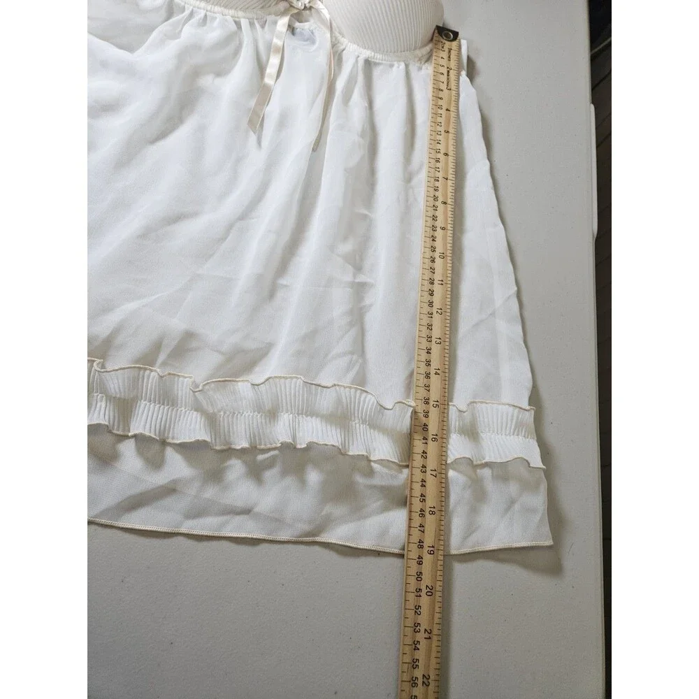 Apt. 9 Intimates White Pleated Babydoll Chemise Lingerie Underwire Pearl Bow S